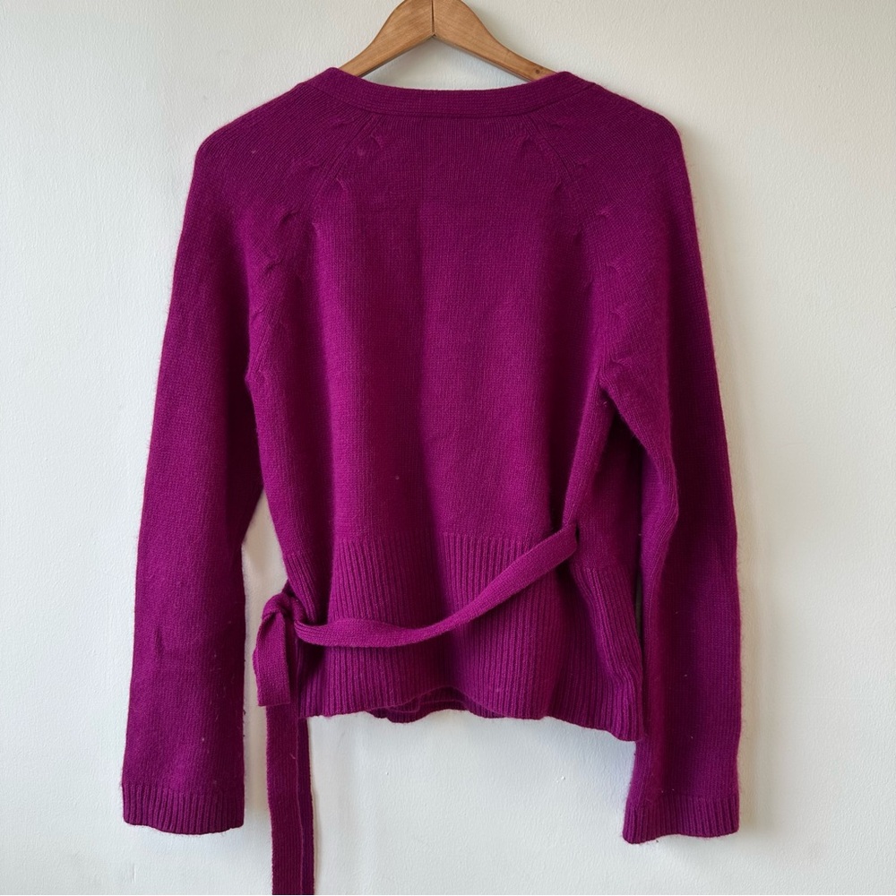 Ann Taylor Angora Wool Blend Magenta V-Neck Wrap Sweater - Picture 6 of 7